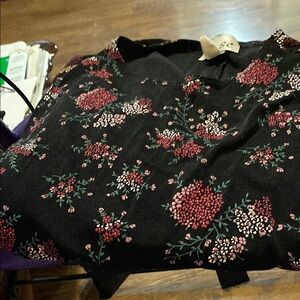 Floral Black with pink and white flowers shift dress.